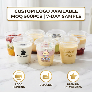 Gobelets à pudding jetables en plastique PP avec couvercle 220ml 280ml transparents, anti-fuite, qualité alimentaire, pour yaourt, mousse, <span class=keywords><strong>dessert</strong></span>, lait - Product Image 3