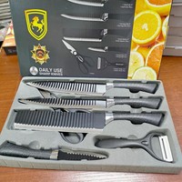 Ensemble de 6 couteaux de cuisine ambidextres en acier inoxydable noir, modèle 238A, faits à la main, pour fruits, avec coffret cadeau professionnel, usage domestique