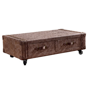 <span class=keywords><strong>Maleta</strong></span> <span class=keywords><strong>de</strong></span> cuero antiguo retro americano HJ HOME, <span class=keywords><strong>mesa</strong></span> <span class=keywords><strong>de</strong></span> centro <span class=keywords><strong>de</strong></span> doble cajón, barra <span class=keywords><strong>de</strong></span> cigarros <span class=keywords><strong>de</strong></span> whisky para Hotel, café personalizado - Product Image 1