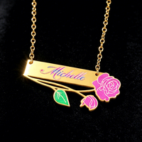 Collier pendentif stéthoscope personnalisé en forme de rose, en acier inoxydable, ensemble de bijoux commémoratifs médicaux sur mesure