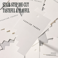 Étiquette suspendue personnalisée faite à la main en papier fibre écologique, découpée asymétriquement, avec ficelle tressée et carton épais recto-verso pour chaussures de boutique