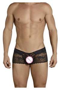 Calzoncillos bóxer <span class=keywords><strong>divertidos</strong></span> para hombre, estilo atrevido, de tela de encaje transparente, con cremallera roja. - Product Image 4