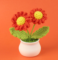 Planta Artificial de Margarita en Maceta, Girasol de Ganchillo, Regalos de San Valentín, Planta de Girasol Simulada en Maceta, Decoración de Habitaciones