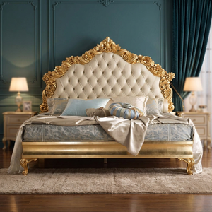 <b>Antique</b> Headboard Upholstered Rococo Wooden <b>Beds</b> Bedroom Furniture - Product Image 3
