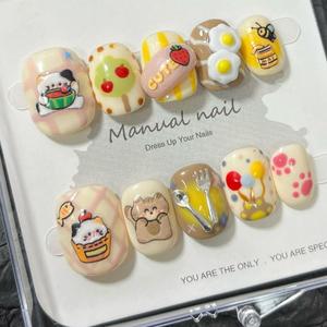 2025 últimos productos verano acrílico Gel diamante 3D flores Nail Art manicura corto redondo hecho a mano Prensa en <span class=keywords><strong>uñas</strong></span> regalos para <span class=keywords><strong>niñas</strong></span> - Product Image 4