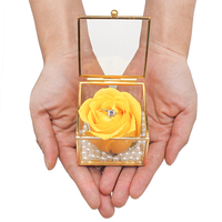 Boîte à bijoux en verre avec couvercle, présentoir à bijoux avec cadre en métal cuivré pour le rangement de bijoux sur le bureau et la décoration intérieure, cadeaux