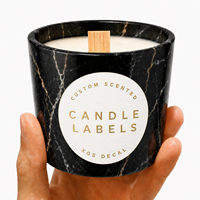 Ensemble d'étiquettes personnalisées pour bougies Blanc Vert Noir : Autocollants ronds pour pots de bougies avec dorure à chaud, autocollants en vinyle imperméables pour étiquettes privées