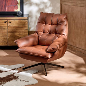 เก้าอี้โซฟาหนังแท้แบบหมุนได้ สำหรับห้องนั่งเล่น ที่นั่งเดี่ยว สไตล์เรโทร ระดับไฮเอนด์ พร้อมฟังก์ชั่นปรับเอน - Product Image 2