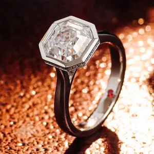 אסכר לחתוך Moissanite טבעת פרובנס תכשיטי תכשיטים 10K/14K/18K זהב לבן טבעת Def צבע Moissanite טבעת