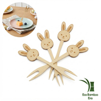Schattige paashaas bamboe fruitvorkjes EC 1935/2004 DGCCRF-conform dessertvorkjes FSC-gecertificeerd party cocktailprikkers voedselprikkers