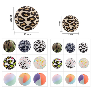 BPA Free Baby Teething Round <b>Silicone</b> <b>Beads</b> <b>Silicone</b> Printed Loose <b>Bead</b> Food Grade Baby <b>Silicone</b> Teething <b>Beads</b> for Wholesale - Product Image 3