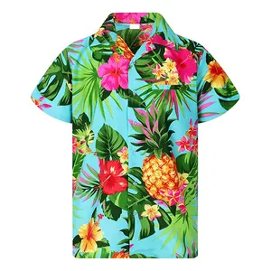 Custom Men Hawaiian Shirts 100% Polyester Sublimation Printed Short Sleeve Beachwear Shirts