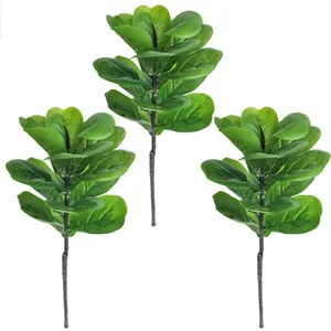 72cm High quality real touch artificial banian leaves plants with flower vase home hotel decor