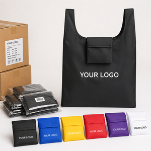 Sac de courses pliable en polyester lavable, best-seller, gain de place, réutilisable, pour la vente au détail - Product Image 2