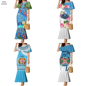Abito lungo sfalsato aderente modello bandiera nazionale Fiji <span class=keywords><strong>Online</strong></span> Design personalizzato - Product Image 1