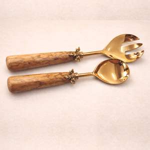 Utensilios para Ensalada de Lujo con Mango de Acero Inoxidable Grueso, Chapado en Oro, Ecológico, Diseño Único, Alta Calidad, Apto para Lavavajillas - Product Image 3