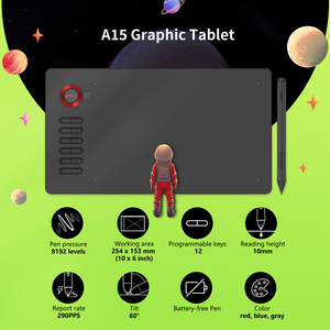 <span class=keywords><strong>Tablette</strong></span> <span class=keywords><strong>graphique</strong></span> à stylet numérique VEIKK A15 à haute pression 16k avec 12 touches de pression pour les débutants et les professionnels - Product Image 2