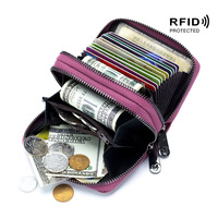 Dompet Kartu Wanita Multi-kartu dengan Ritsleting Ganda Desain Baru untuk Perdagangan Luar Negeri, Anti-RFID, Dompet Koin Universal Unisex, Tempat Kartu Bisnis
