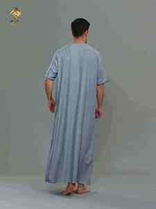 HARAMAIN New Muslim Qatari Men's Arab Burqa Robe White Four-Button Design so gorgeous - Product Image 1