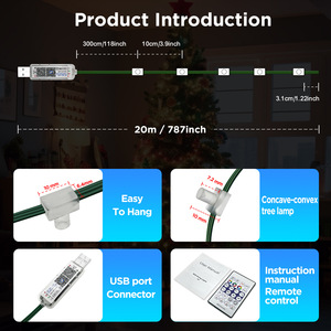 Guirlandes lumineuses de Noël Bluetooth RGBIC 20m 200 LED avec contrôle par application, synchronisation musicale, 16 millions de couleurs - Product Image 4