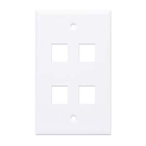 White 4-Position Keystone <b>Plate</b> Ethernet Connector <b>Wall</b> <b>Plate</b> - Product Image 2