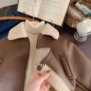 2024 invierno nuevos niños <span class=keywords><strong>y</strong></span> niñas piel integrada estilo occidental chaqueta <span class=keywords><strong>de</strong></span> motocicleta abrigo <span class=keywords><strong>de</strong></span> invierno para niños abrigo niños - Product Image 5