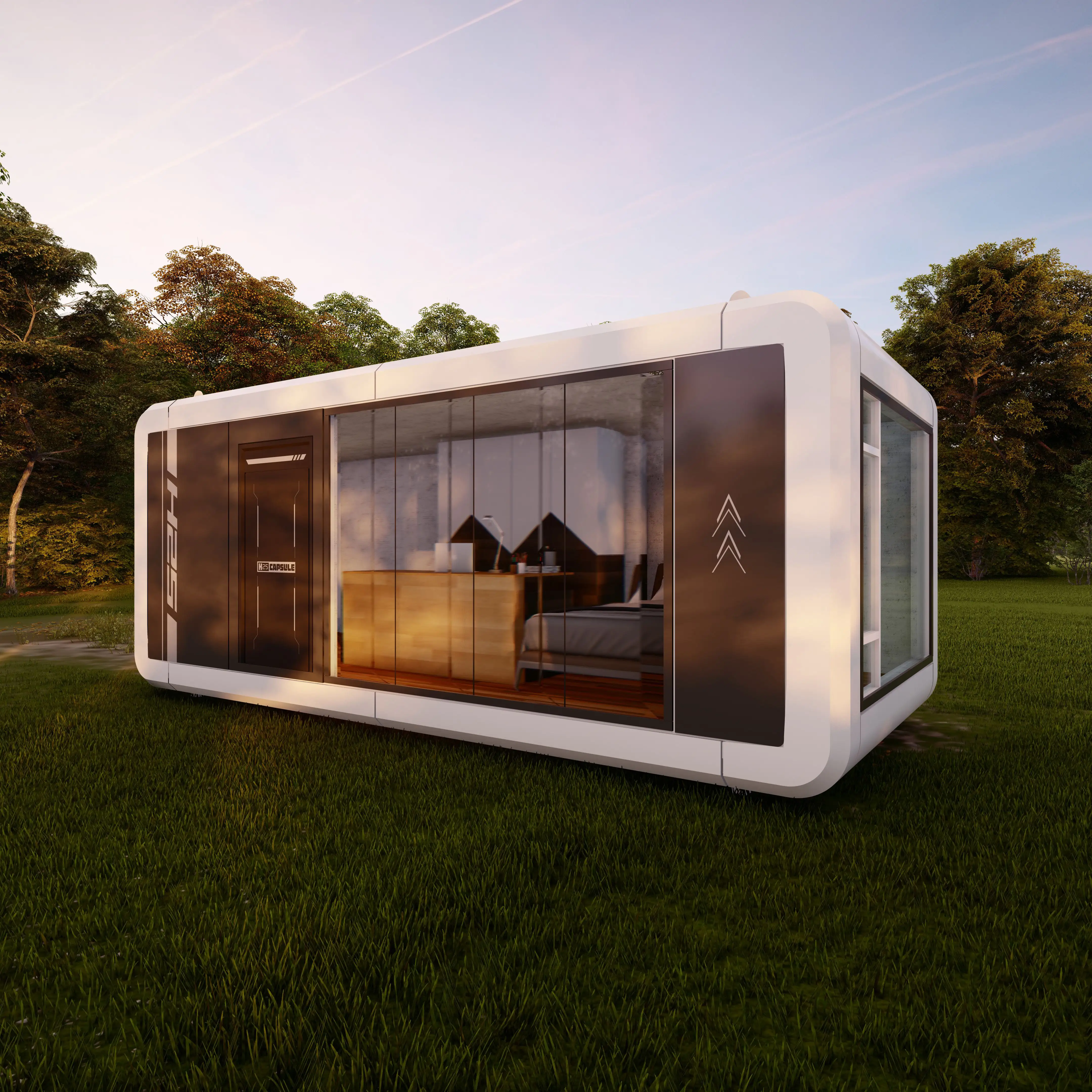 Nieuw Ontwerp Multi Woonkamer Keuken Capsule Huis Aluminium Dak Voor Capsules Huis