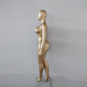 Mannequin Courbe Femme BBL Grande Poitrine et Hanches, Doré, Pose Fashion, Entier, avec Tête et Bras - Product Image 4