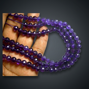 Top Selling Faceted Round Ball Shape Loose Gemstone <b>Beads</b> Purple Amethyst Quartz <b>Stone</b> <b>Beads</b> For Necklace Making 14 Inches - Product Image 3