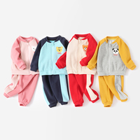 Tenue 2 pièces pour bébé, sweat-shirt doux, pantalon imprimé dessin animé, poignets à revers, léger et respirant, vêtements de printemps et d'automne