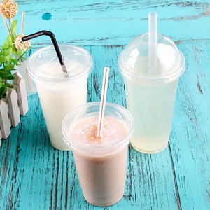 Grandes tasses à <span class=keywords><strong>milkshake</strong></span> avec couvercles bombés et pailles Vaisselle en <span class=keywords><strong>plastique</strong></span> transparent <span class=keywords><strong>Verre</strong></span> à jus - Product Image 3