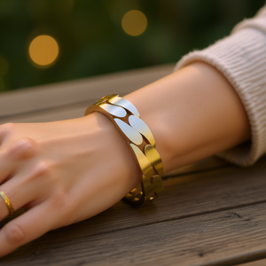 Gold Plated Stainless Steel Fashion Bracelet <b>Chain</b> Link Design Unisex Jewelry - Product Image 2