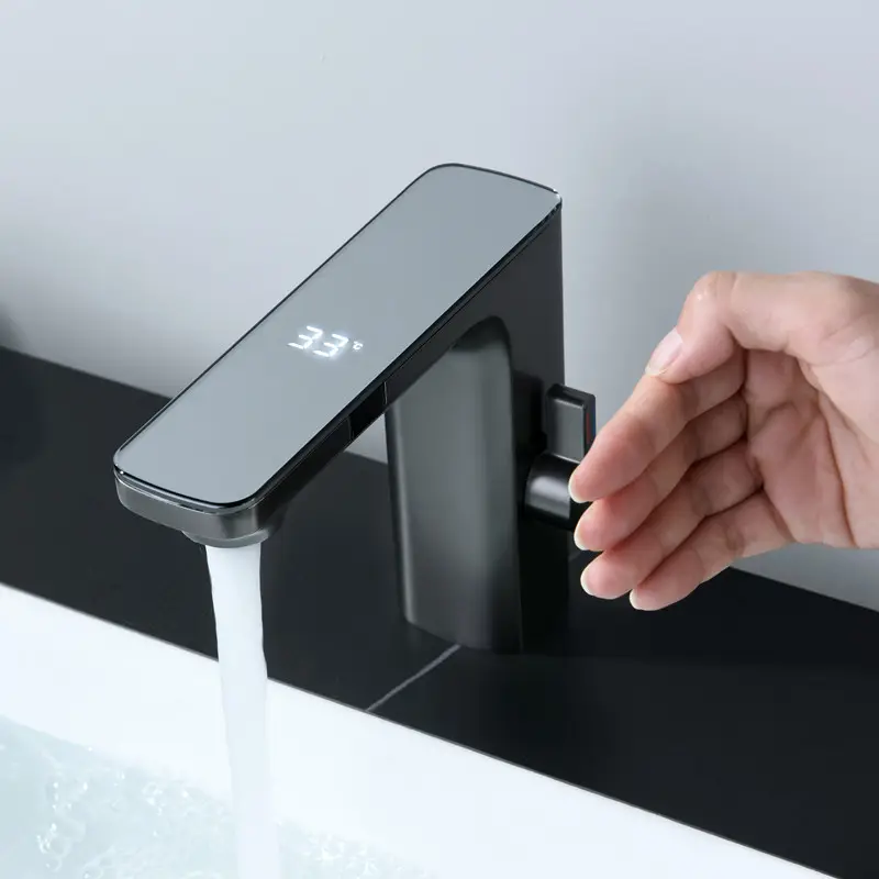 Miscelatore di lusso intelligente digitale rubinetto dell'acqua Touchless bagno rubinetti sensore rubinetto automatico lavabo miscelatore rubinetti
