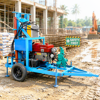 Petite machine de forage de puits d'eau agricole diesel de 35 CV montée sur remorque, hydraulique rotative, avec garantie d'un an