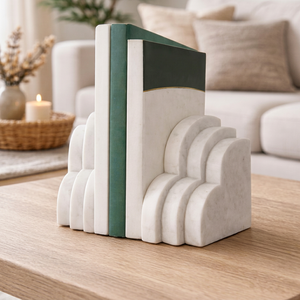 Made of Marble Bookend Home Decor Cool <b>Retro</b> Book Ends Industrial Agate Vintage Style Golden Statues Bookshelves Made in India - Product Image 1