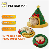 Lit pour chat en peluche douce de Noël, chaud, semi-fermé, lavable, antidérapant, pour l'hiver, pour chats d'intérieur et petits chiens