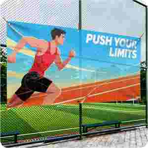 Bannières en maille personnalisées - Texte et logo personnalisés pour les événements sportifs, les chantiers de construction et les clôtures extérieures - Product Image 1