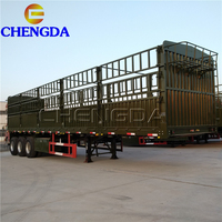 Semi-remorque à plateau avec clôture latérale pour le transport de bétail, animaux et marchandises, Chengda, nouvelle, 3 essieux, prix du marché