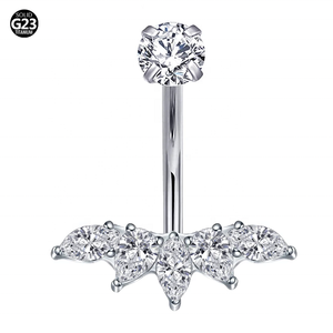 Astm F136 Titanium 14G Titanium Navel Ring Met Cz Bengelen Bloem Navel Ringen Intern Schroefdraad Navel <span class=keywords><strong>Piercing</strong></span> Sieraden - Product Image 5