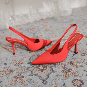 Zapatos de Tacón Alto con Punta en Pico para Mujer, Sandalias de Verano Negras con Tira Trasera, Zapatos de Trabajo Profesionales, Estilo Stiletto - Product Image 4
