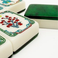 Jeu de Mahjong Américain Moderne de Luxe en Acrylique, Portable, Double Face, Tuiles Vert Émeraude et Blanc Bouddha