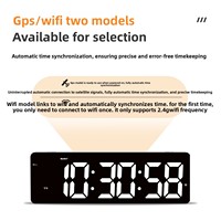 Jam Dinding Elektronik Layar Besar LED Ultra-HD 16-inci Cina, Sinkronisasi Waktu Otomatis, Termometer, WiFi/GPS, Ruang Tamu