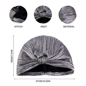 Bon marché, chapeau bandeau doré pré-noué pour femme, turban musulman, <span class=keywords><strong>hijab</strong></span> fin et doux - Product Image 3