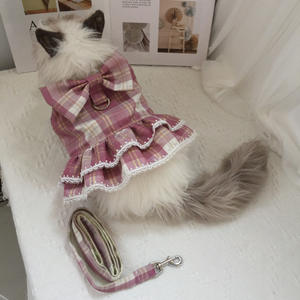 कुत्ते के पर्यावरण के अनुकूल पॉलिएस्टर प्लाड फीट स्कर्ट ड्रेस छाती पीछे कर्षण वसंत गर्मियों क्रिसमस कपड़े - Product Image 5