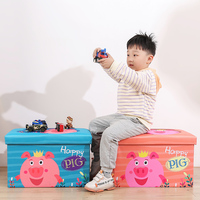 Pouf de rangement carré pour enfants, profondément rembourré, gain de place, pliable, repose-pieds avec sac, design rectangulaire