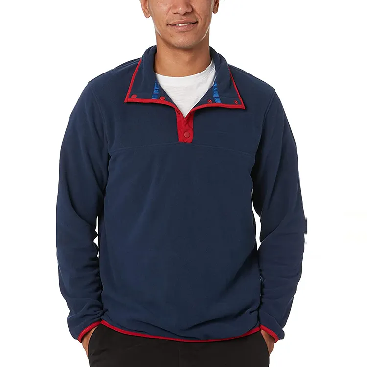 OEM Turn-down Collar Polo Fleece Sweatshirt Men's Hoodies Fleece Jacket