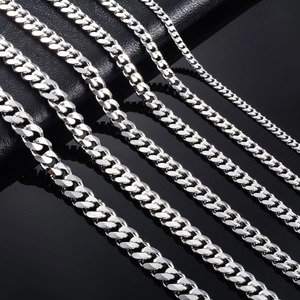 Collier chaîne cubaine en acier inoxydable 3.5/5/6/7/8/9mm pour hommes et femmes, collier ras du cou épais en métal couleur argent, accessoire punk, bijoux - Product Image 1