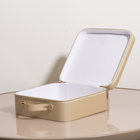 Boîte cadeau rigide de haute qualité en cuir PU personnalisé avec fermeture éclair, poignée en PU, pour bijoux et cosmétiques