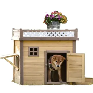Большой деревянный приют для кошек домик для собак с открытым окном, балконом и кормушкой для внутреннего использования на открытом воздухе