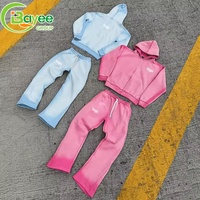 Survêtement unisexe personnalisé effet vieilli délavé à l'acide 500 g/m² – Ensemble sweat à capuche zippé et pantalon de survêtement coupe droite